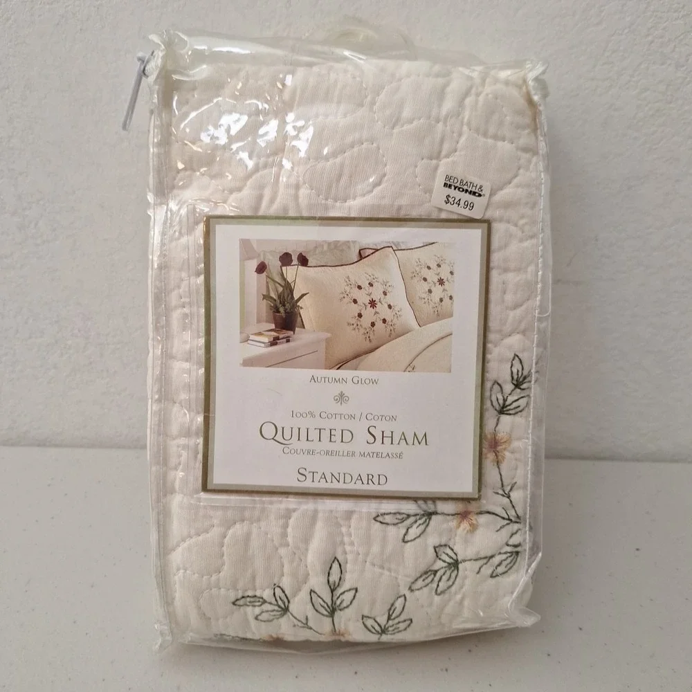 VTG Peking Handicraft 'Autumn Glow' Quilted Floral Sham Standard 100% Cotton NEW